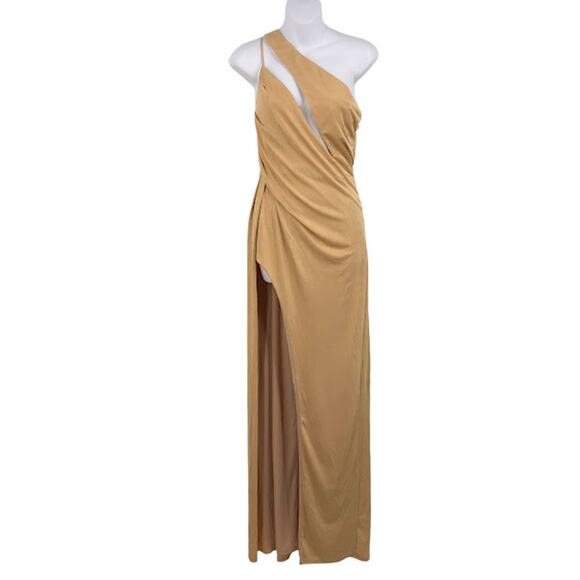 Katie May A Cut Above Gown M One Shoulder Cut Out Mesh High Side